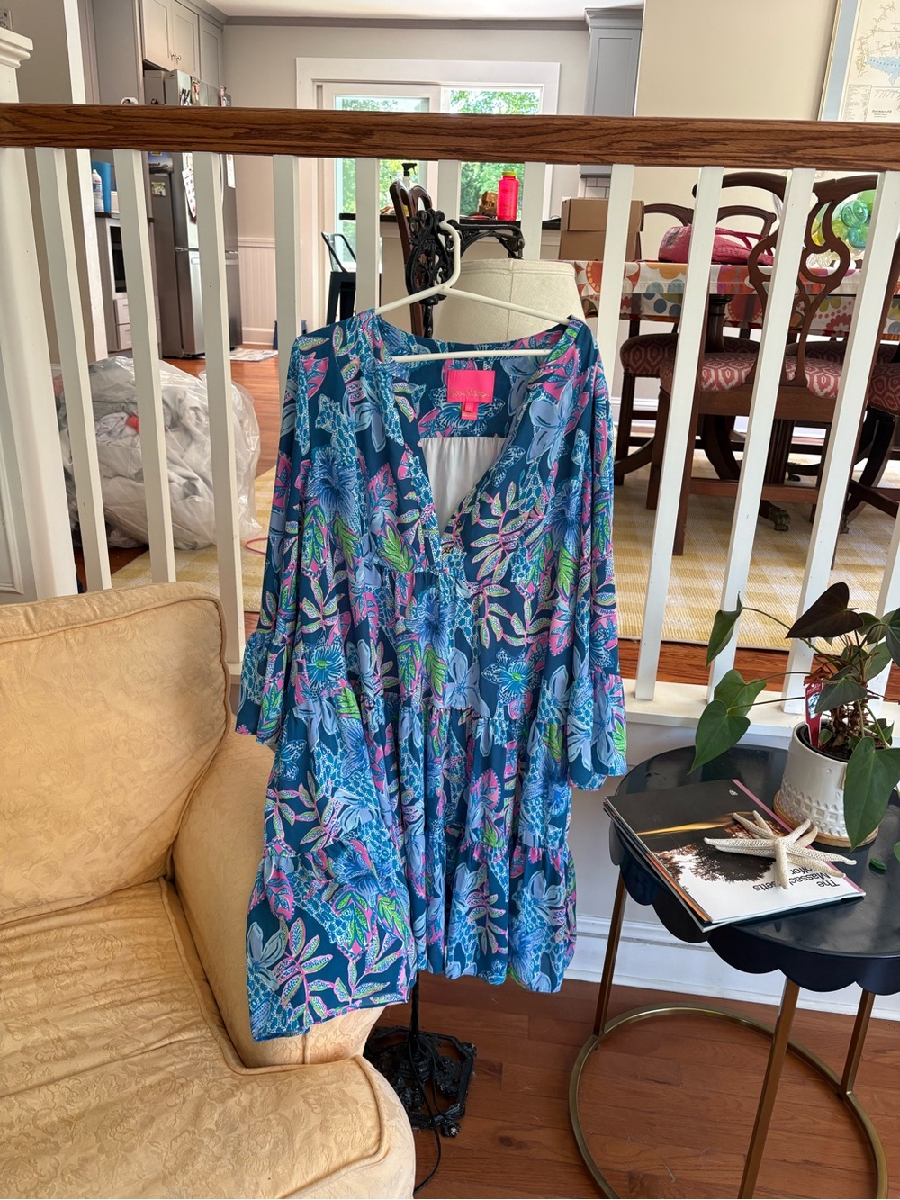 Lilly Pulitzer Navy Floral Mini Dress with Pink, Blue & Green Accents - Picture 4 of 4